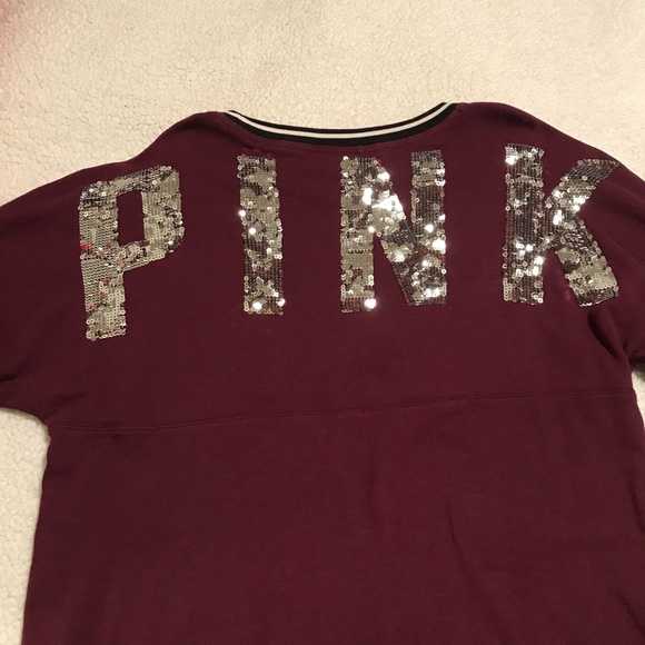 PINK Maroon Jersey Top w/ Sequins - Picture 5 of 5